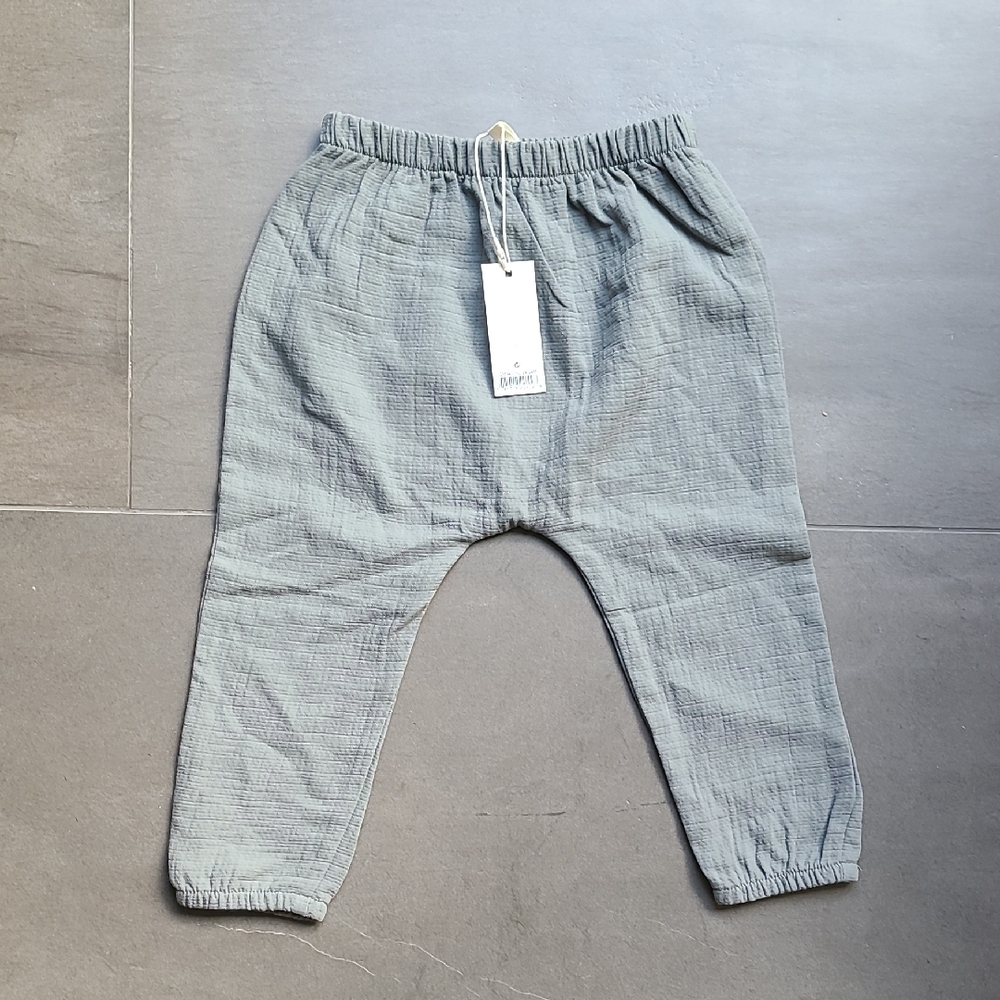 New Quincy Mae Woven Sage Kids Bottoms Organic